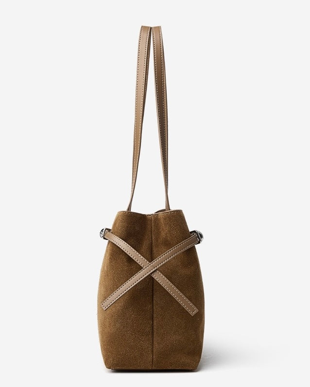 Retro Suede Large Capacity Genuine Leather Shoulder Bag