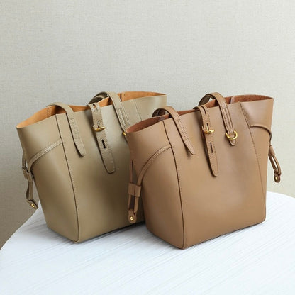 Women’s Genuine Leather Vintage Lock Buckle Tote Bag