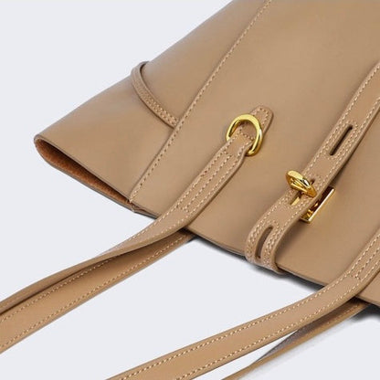 Women’s Genuine Leather Vintage Lock Buckle Tote Bag