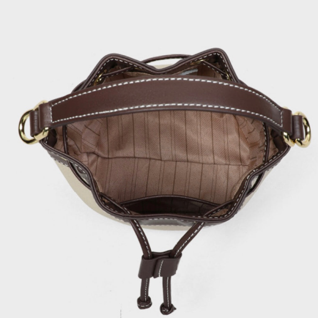 Women's Genuine Leather Pendant Decor Bucket Handbag Crossbody Bag