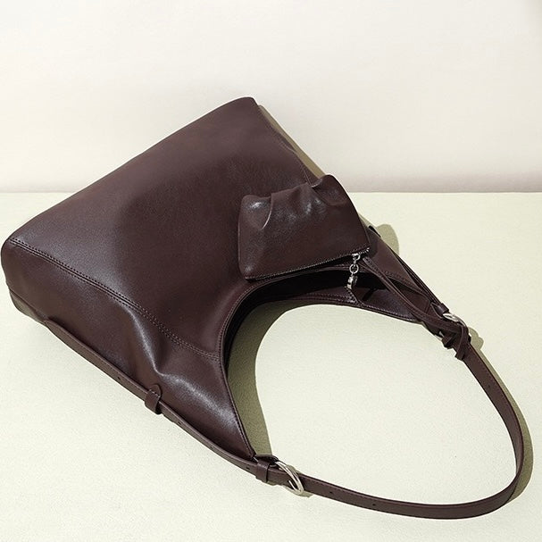 Women’s Genuine Leather Minimalist Slouchy Shoulder Bag