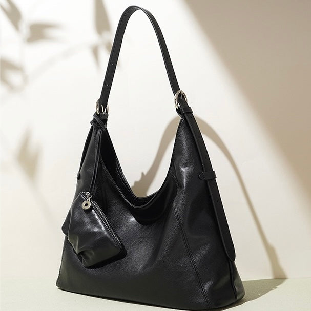 Women’s Genuine Leather Minimalist Slouchy Shoulder Bag