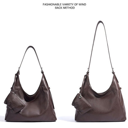 Women’s Genuine Leather Minimalist Slouchy Shoulder Bag