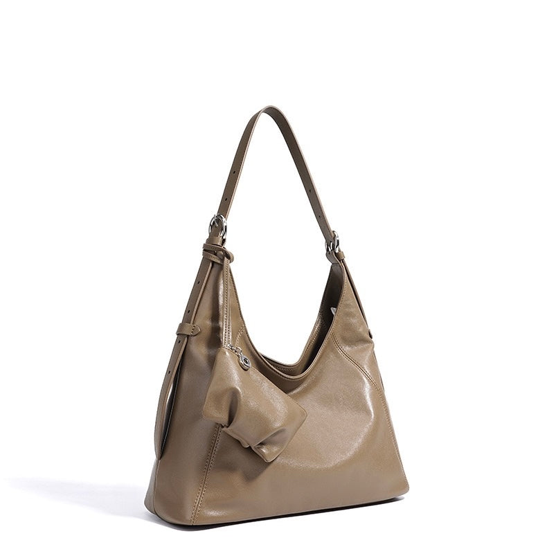 Women’s Genuine Leather Minimalist Slouchy Shoulder Bag