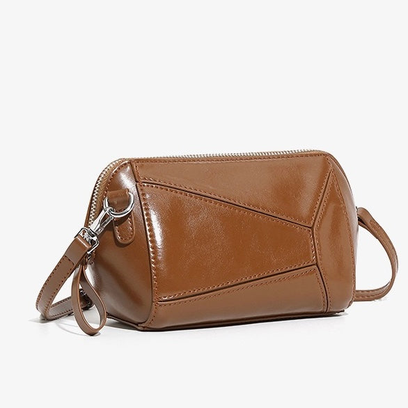 Women's Vintage Genuine Leather Geometric Patchwork Crossbody Bag