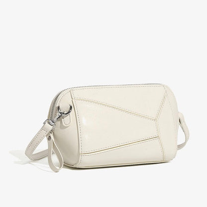 Women's Vintage Genuine Leather Geometric Patchwork Crossbody Bag