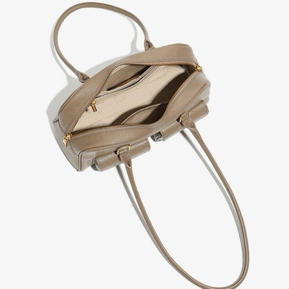 Vintage Women's Genuine Leather Bowling Bag Shoulder Bag