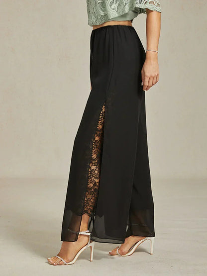 Straight Leg Pant With Chiffon Split Leg Overlay