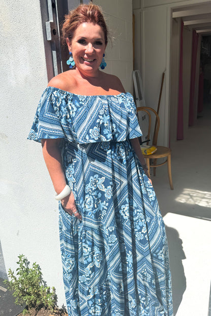 Laurella Maxi Dress - Blue Tile