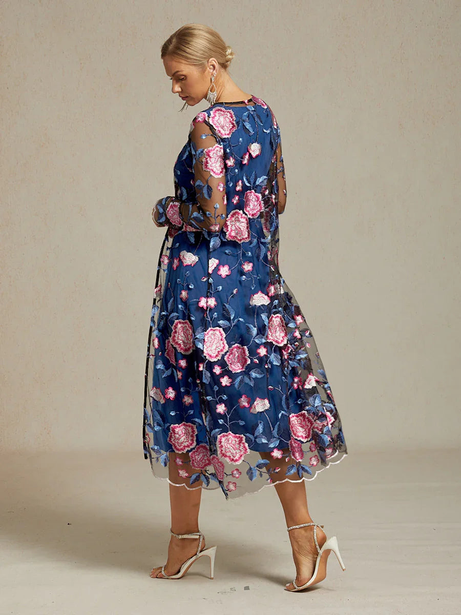 Long Floral Embroidered Lace Jacket