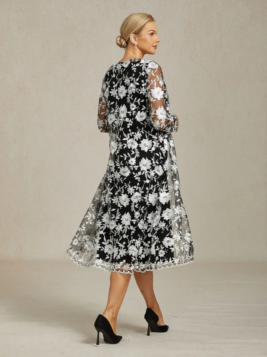 Long Floral Embroidered Lace Jacket