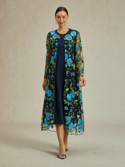 Long Floral Embroidered Lace Jacket