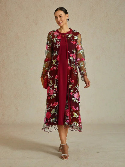 Long Floral Embroidered Lace Jacket