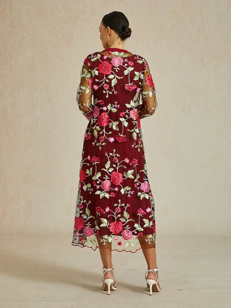 Long Floral Embroidered Lace Jacket