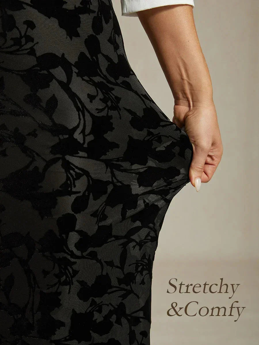 Long Floral Velvet Skirt with Fishtail