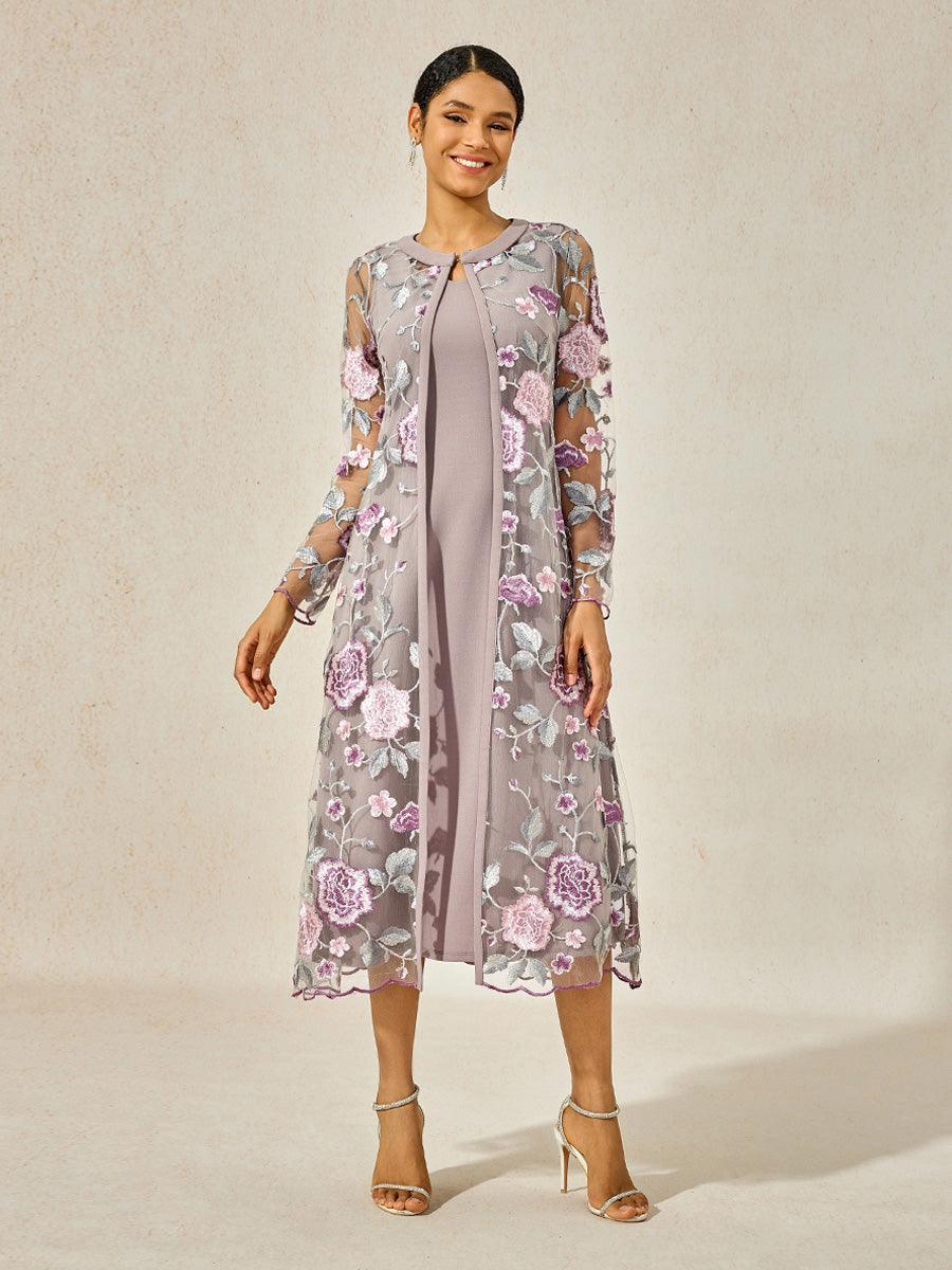A-line Dress With Embroidered Lace Jacket