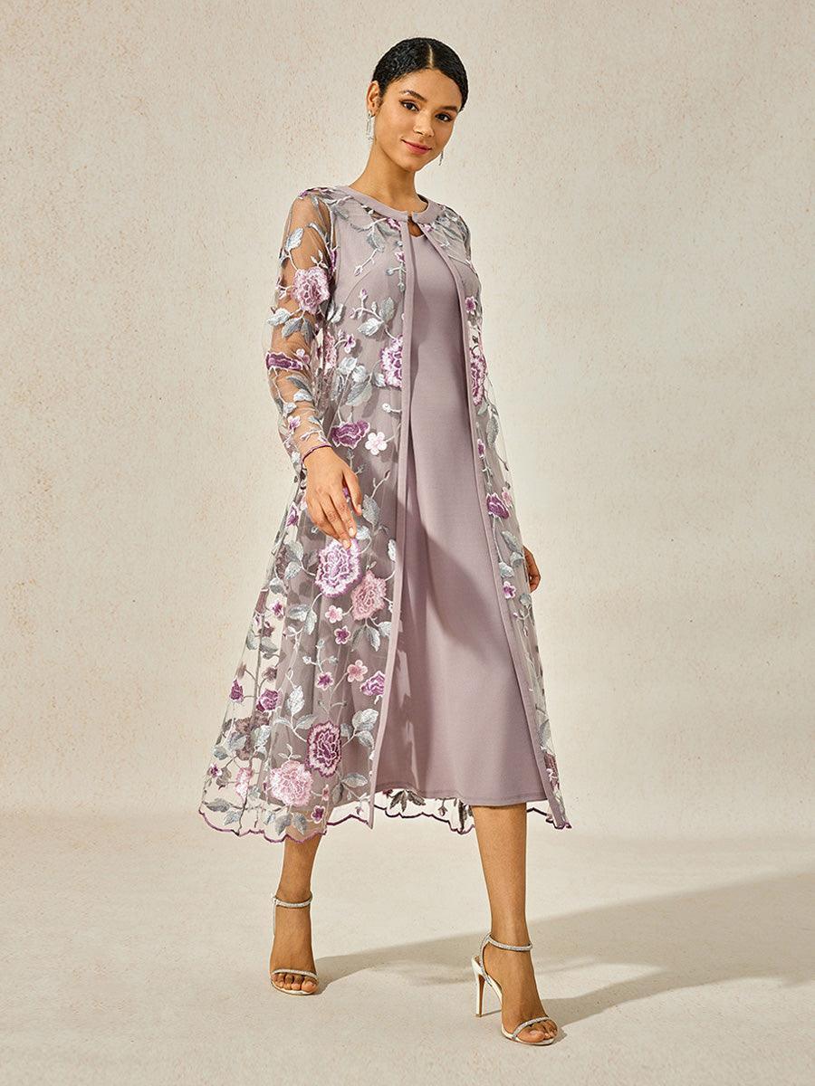 A-line Dress With Embroidered Lace Jacket