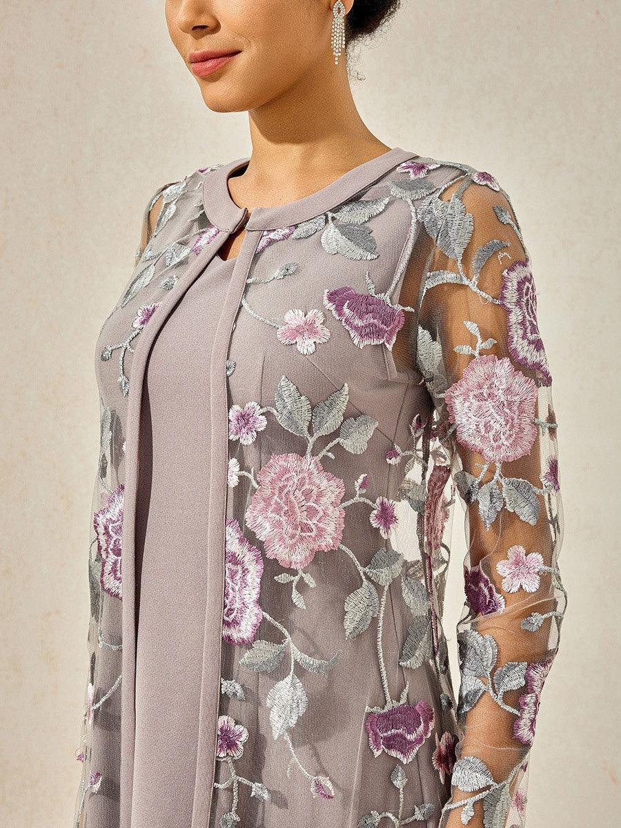 A-line Dress With Embroidered Lace Jacket