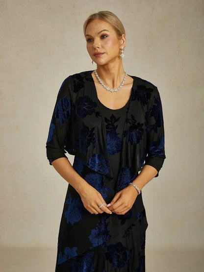Floral Sheer Chiffon 3/4 Sleeve Shrug