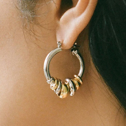 Geometric Interlocking Ring Earrings