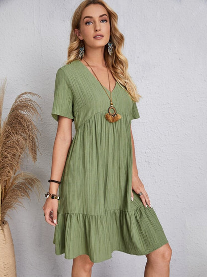 Vintage V-neck Dress for Women