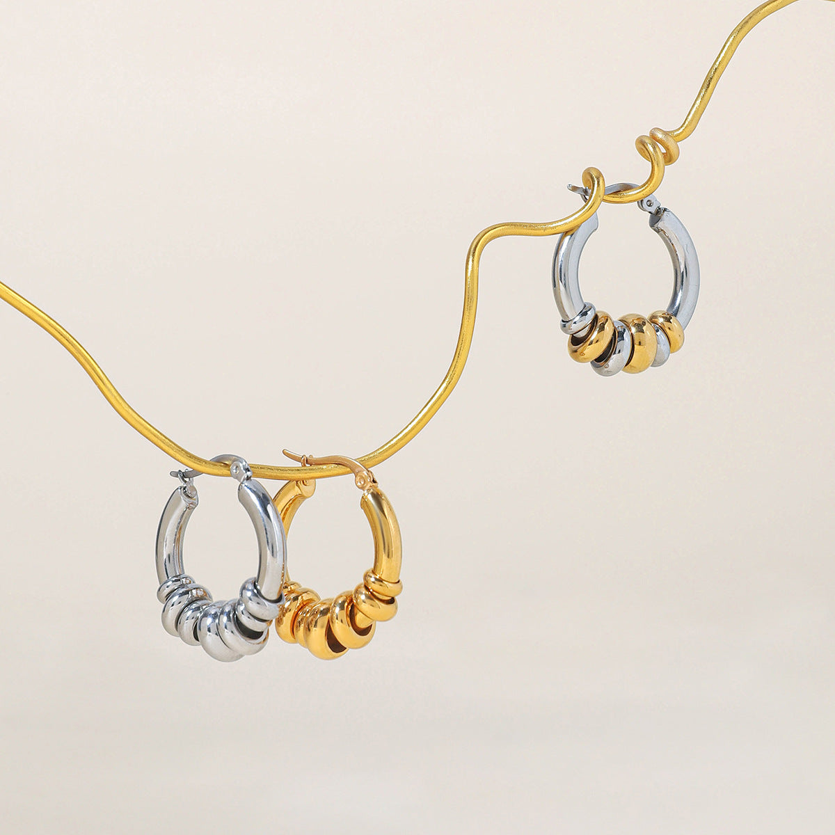 Geometric Interlocking Ring Earrings