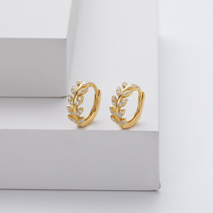 Silver Leaf Hoop Earrings - LEESTIA