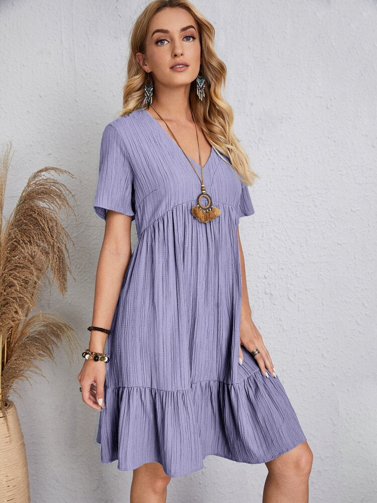 Vintage V-neck Dress for Women