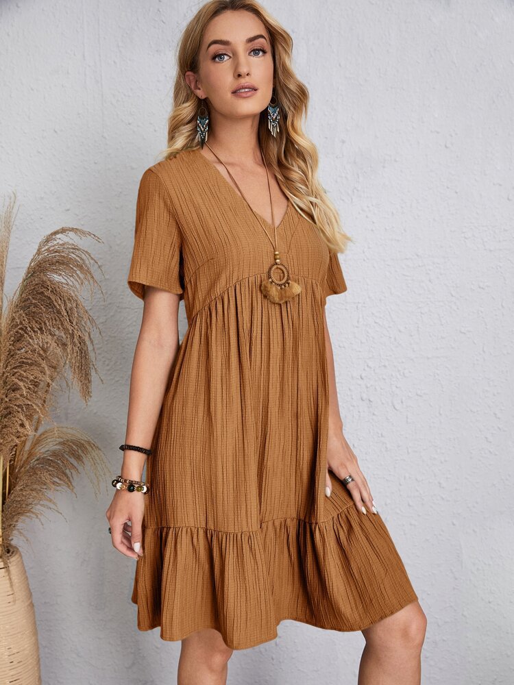 Vintage V-neck Dress for Women