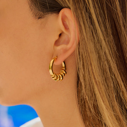 Geometric Interlocking Ring Earrings