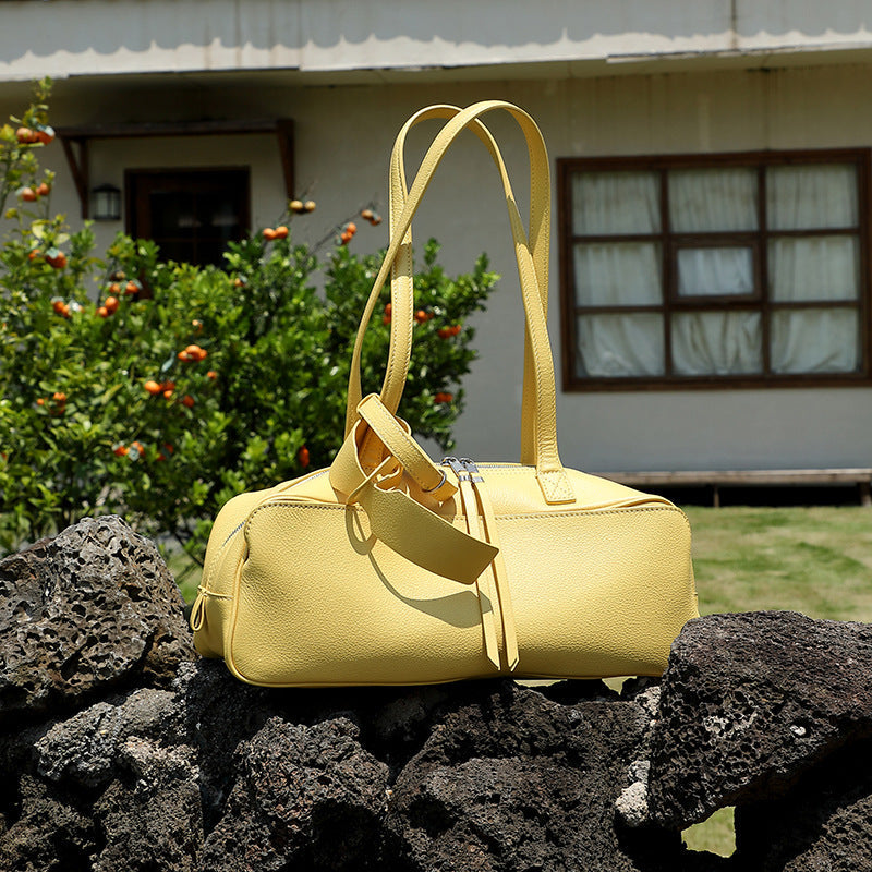 Women's Genuine Pebbled Leather Shoulder Handbag