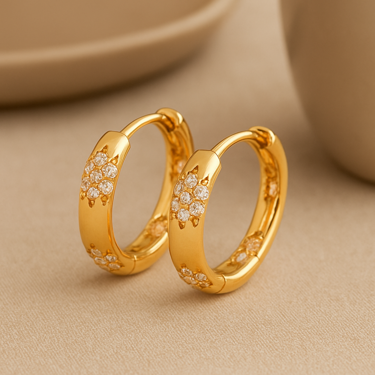Golden Flower Hoop Earrings - LEESTIA