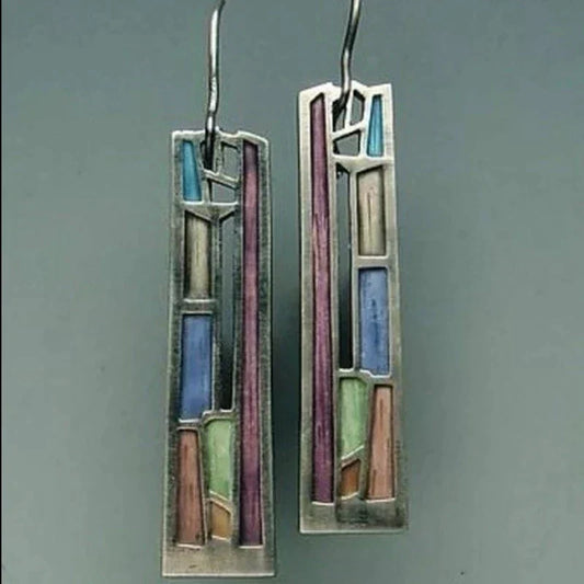 Vintage Colorful Silver Earrings - LEESTIA