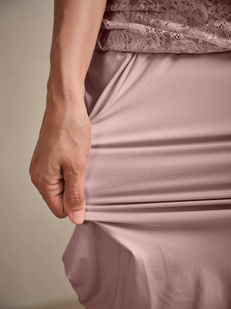 Rosette Lace A-Line Gown with Sequin Embellishment