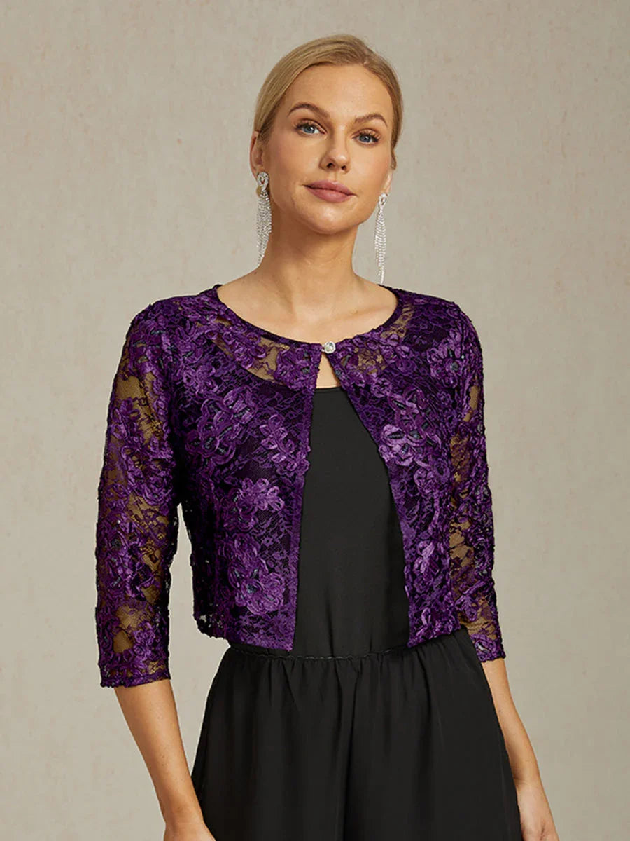 Rosette Lace Jacket with Sequin Embellishment
