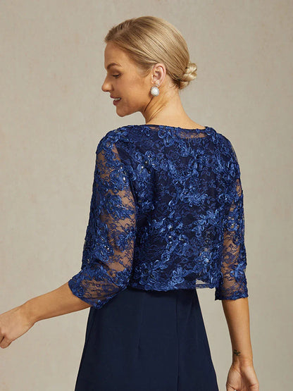 Rosette Lace Jacket with Sequin Embellishment