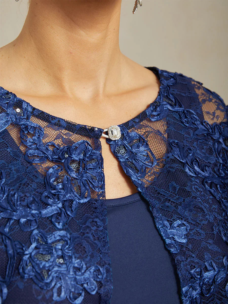 Rosette Lace Jacket with Sequin Embellishment