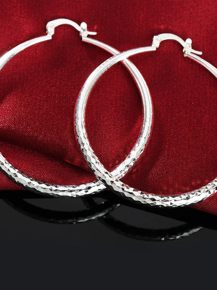 Sterling Silver Circle Hoop Earrings - LEESTIA