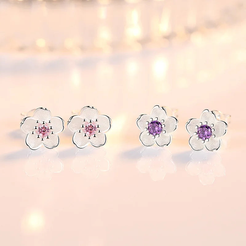 Zircon Flower Stud Earrings - LEESTIA