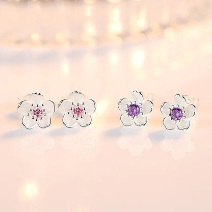 Zircon Flower Stud Earrings - LEESTIA
