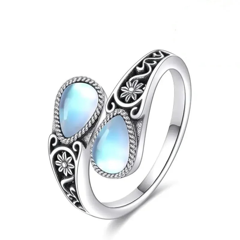 Elegant Moonstone Flower Ring - LEESTIA