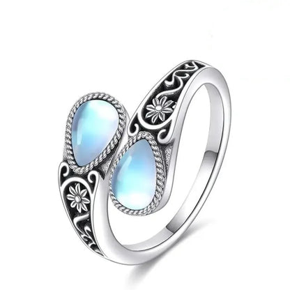 Elegant Moonstone Flower Ring - LEESTIA