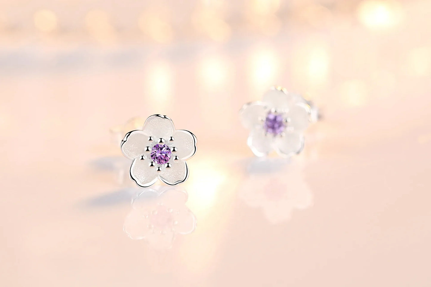 Zircon Flower Stud Earrings - LEESTIA