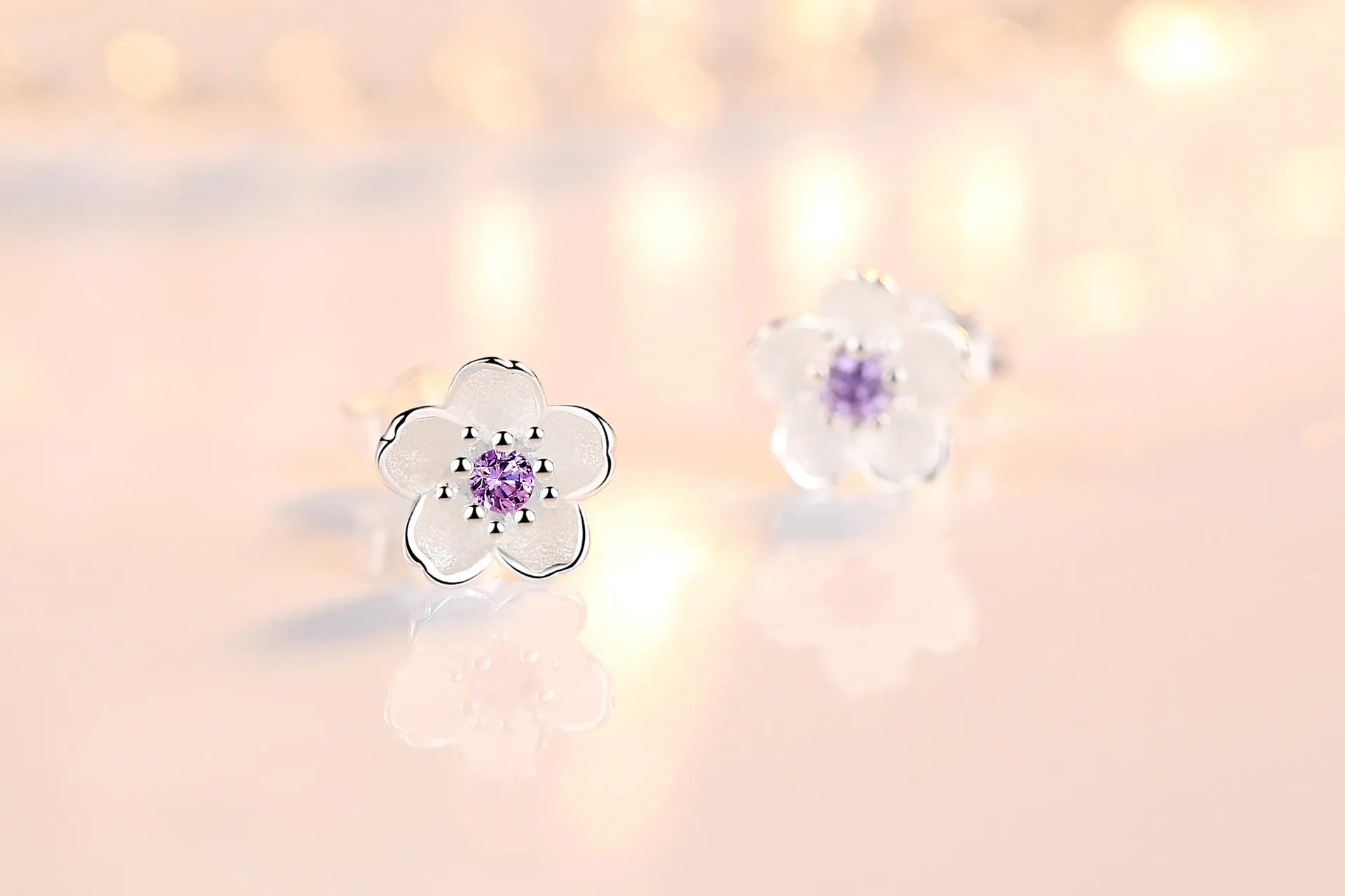Zircon Flower Stud Earrings - LEESTIA