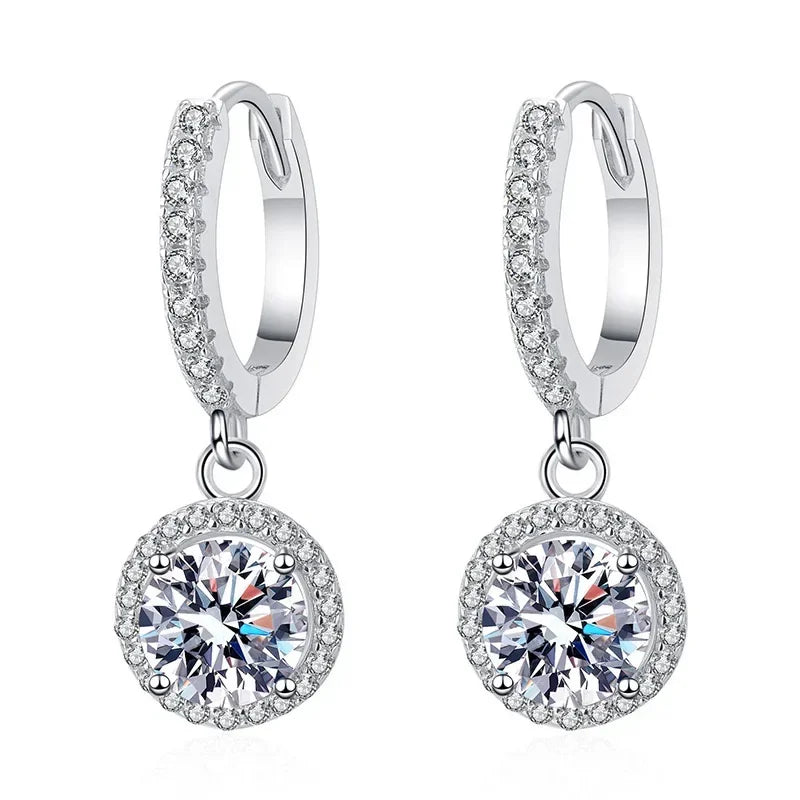 Sterling Silver 1 Carat Moissanite Earrings - LEESTIA