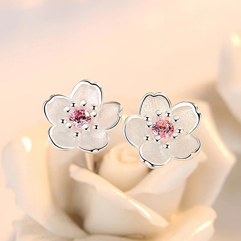 Zircon Flower Stud Earrings - LEESTIA