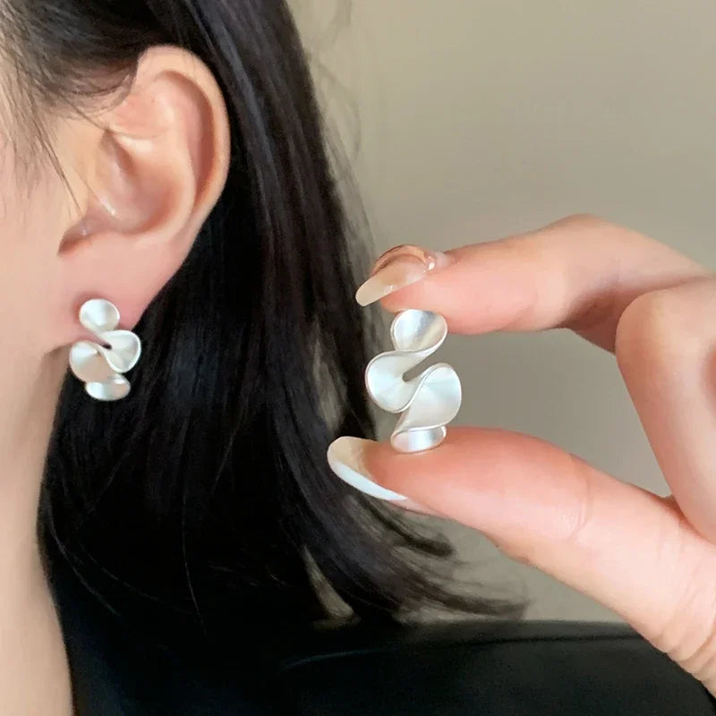 Sterling Silver 18K Gold Flower Stud Earrings - LEESTIA