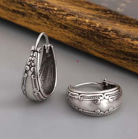 Silver Vintage Mandala Earrings - LEESTIA