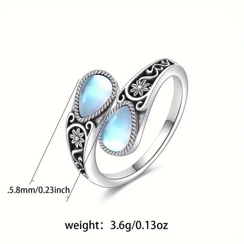 Elegant Moonstone Flower Ring - LEESTIA