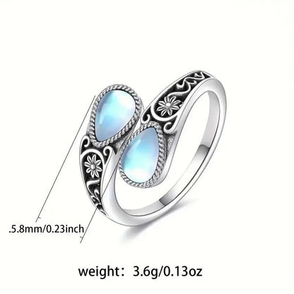 Elegant Moonstone Flower Ring - LEESTIA